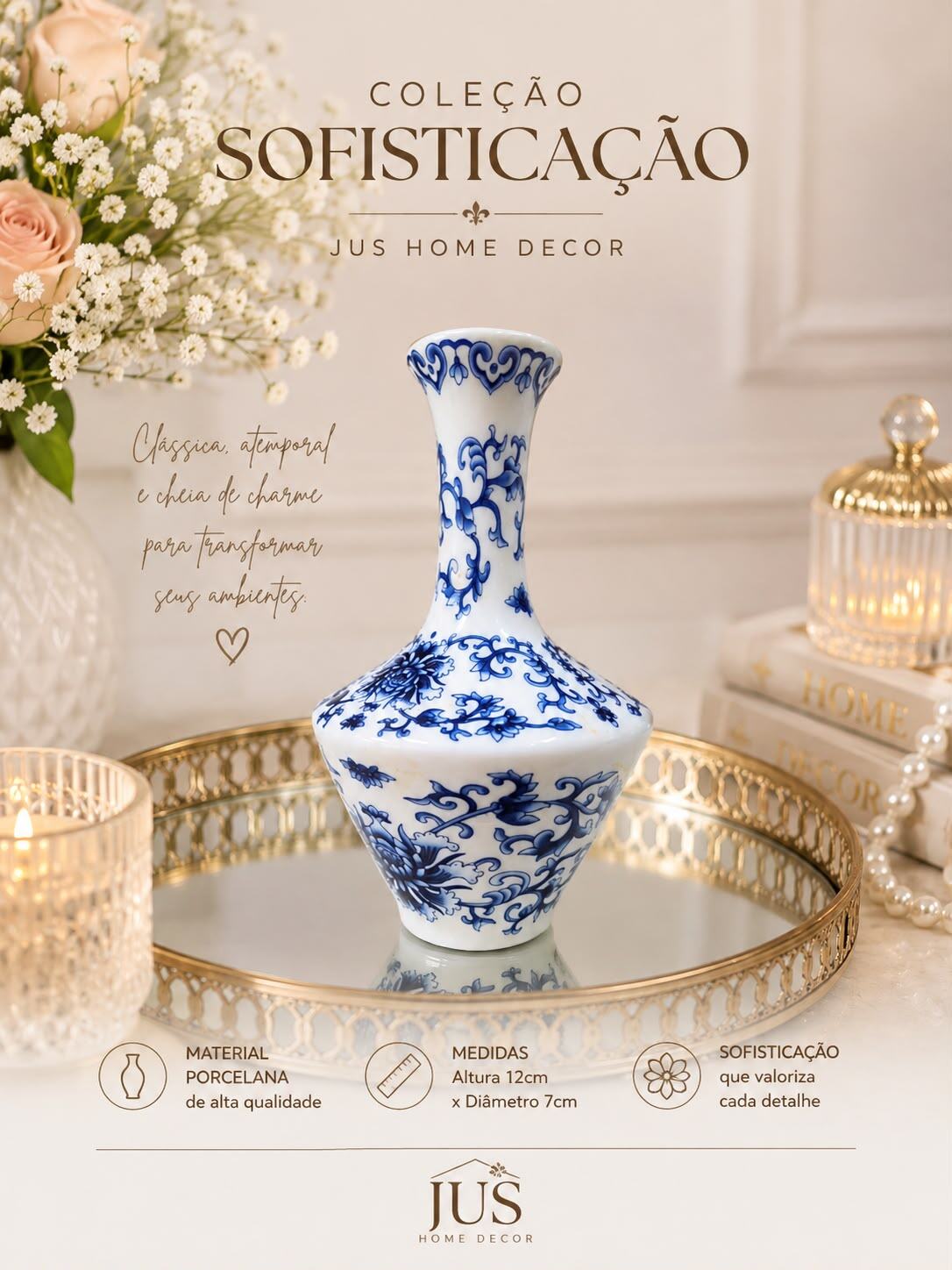 Vaso em Porcelana Sofisticação